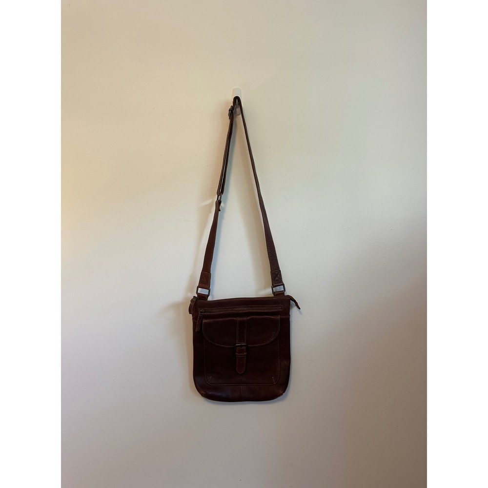 FatFace Brown Pebbled Leather Crossbody Messenger Bag